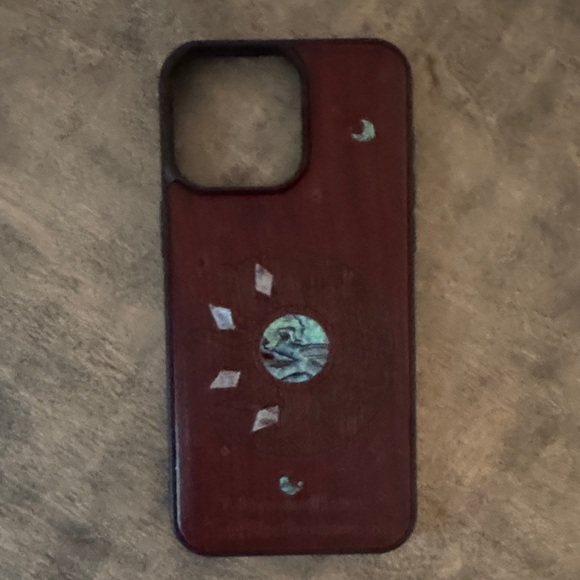 Artisan Wooden Phone Case with Inlay - Mahogany I PHONE 15 PRO MAX - Picture 1 of 2